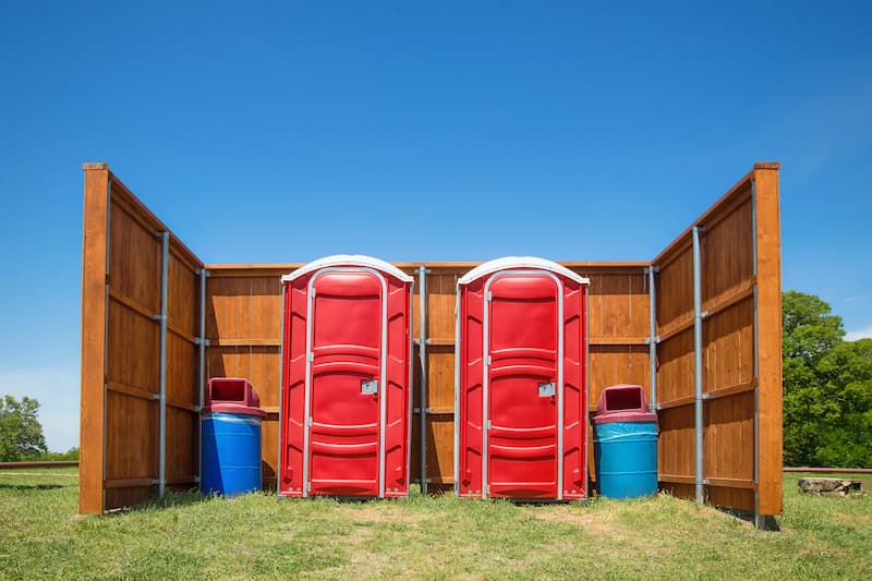 Short-term porta potty units staged for delivery in Galt, California